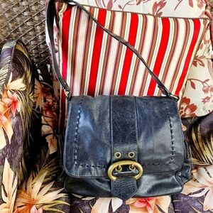 Francesco Biasia Black Patent Leather Shoulder Bag